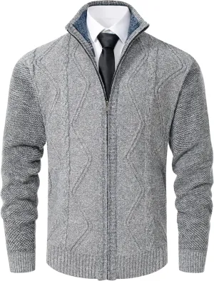 Vcansion Men's Classic Cardigan Sweaters Stand Collar Slim Fit Casual Knitted Sweater