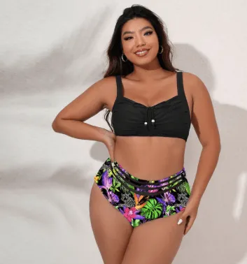 VIBRANT CONFIDENCE PLUS SIZE PUSH-UP BIKINI WITH HIGH WAIST BRIEFS