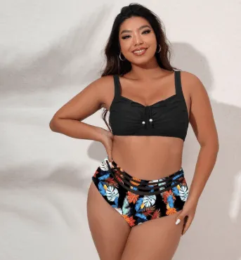 VIBRANT CONFIDENCE PLUS SIZE PUSH-UP BIKINI WITH HIGH WAIST BRIEFS