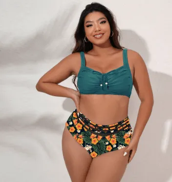 VIBRANT CONFIDENCE PLUS SIZE PUSH-UP BIKINI WITH HIGH WAIST BRIEFS