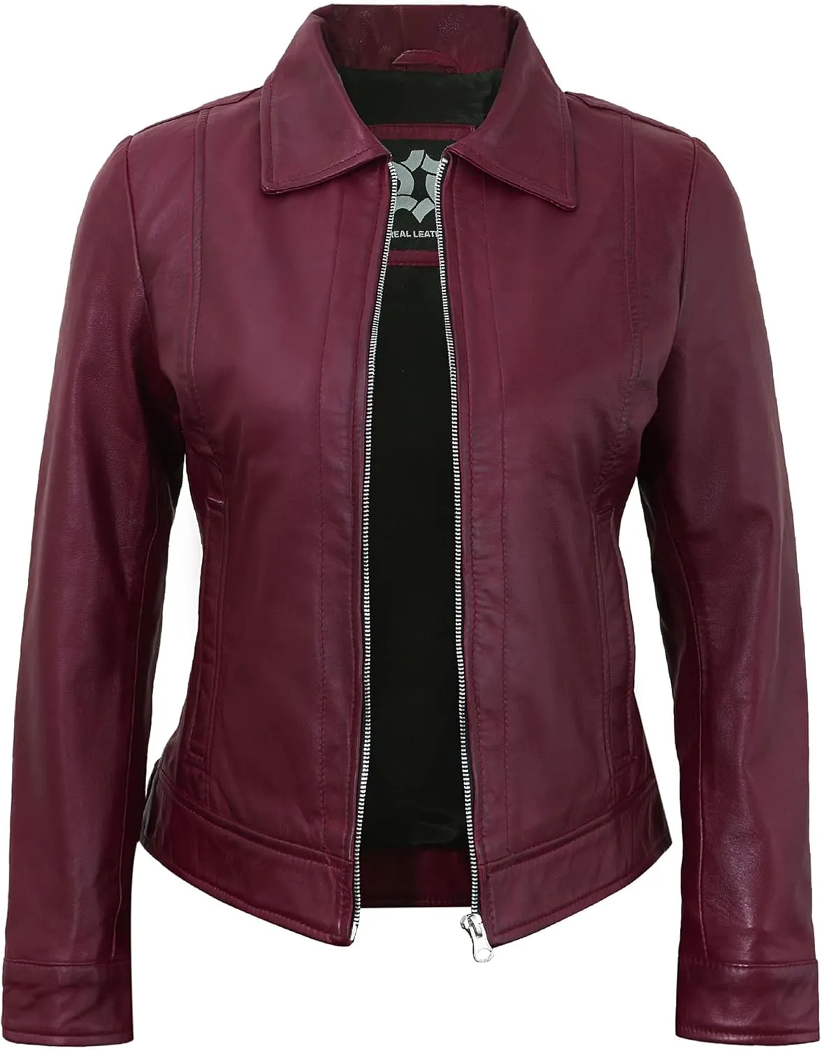 Vintage Style Real Lambskin Outwear Jackets For Womens - Stylish Turn Down Collar Casual Leather Jacket Women
