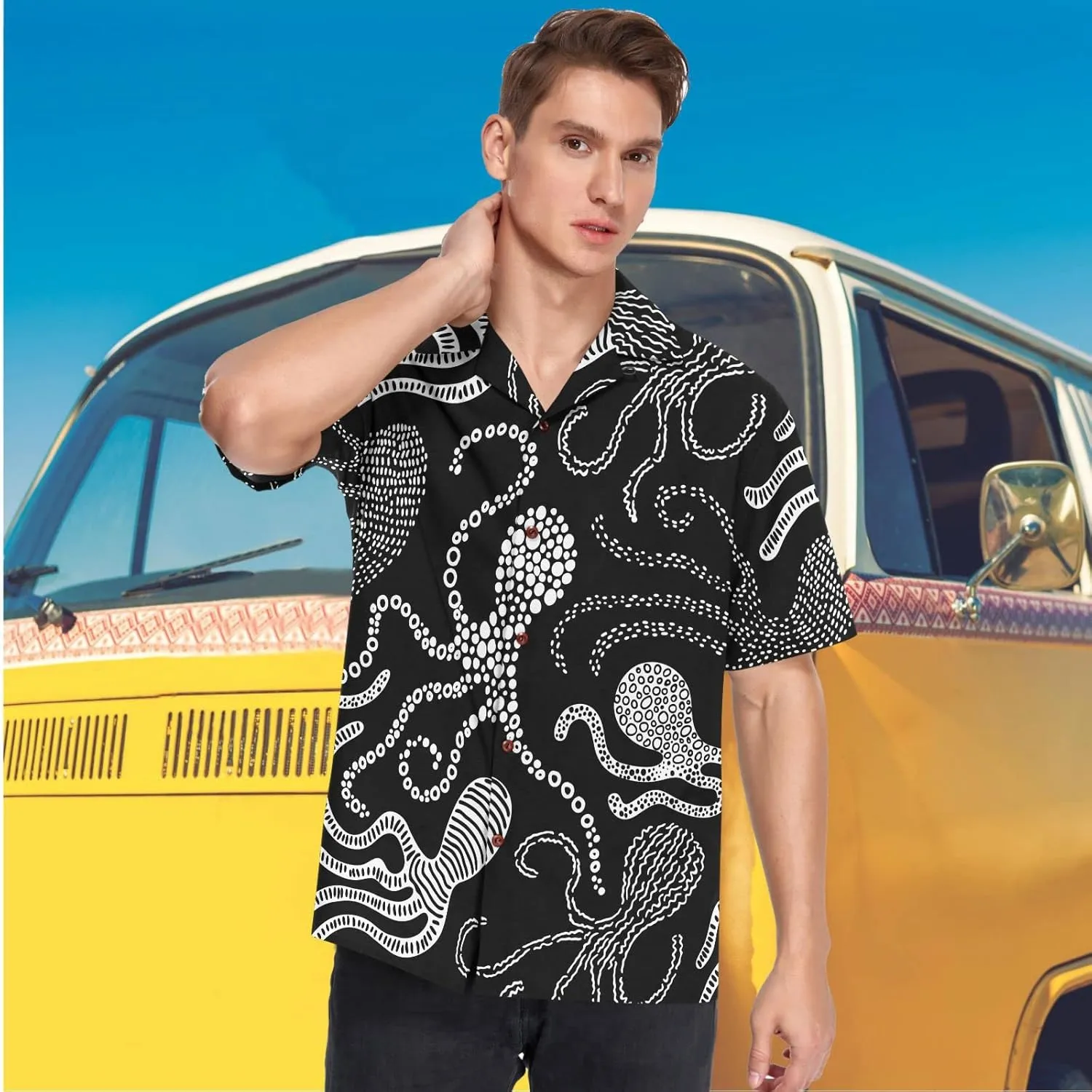 visesunny Novelty Hawaiian Shirts for Men Short Sleeve Aloha Beach Shirt Stylish Tropical Summer Casual Button Down Shirts