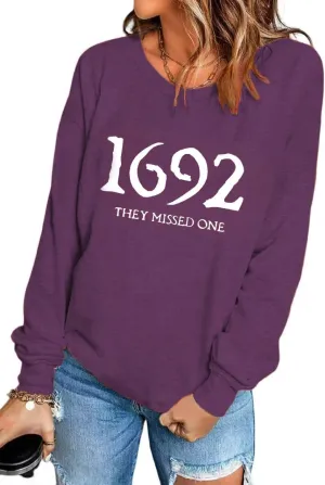 VKEGNIO 1692 They Missed One Halloween Sweatshirt For Women Witch Graphic Sweatshirt Casual Long Sleeve Tshits Pullover Top