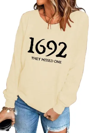 VKEGNIO 1692 They Missed One Halloween Sweatshirt For Women Witch Graphic Sweatshirt Casual Long Sleeve Tshits Pullover Top