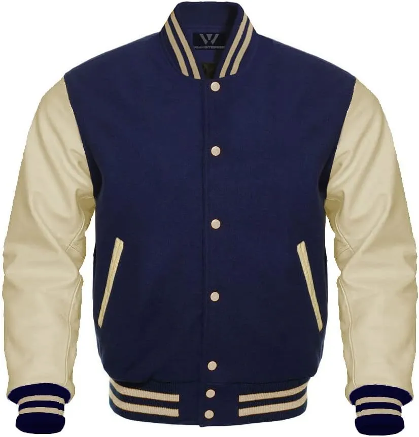 Waah Baseball letterman Varsity Jackets Genuine Leather Sleeves Multi wool colors
