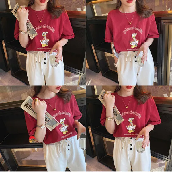 White T-Shirt Women Short Sleeve Summer Korean Loose Minimalist Young Look INS Half Sleeved Tops T-Shirt