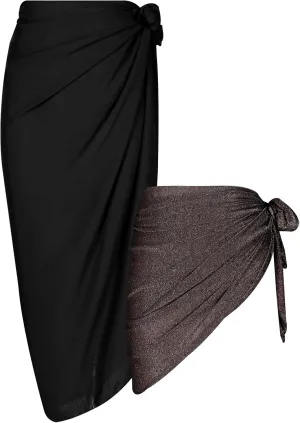 Women Sarong Swimsuit Coverups Beach Cover Up Bikini Sheer Short and Long Skirt Chiffon for Swimwear 2 Pieces