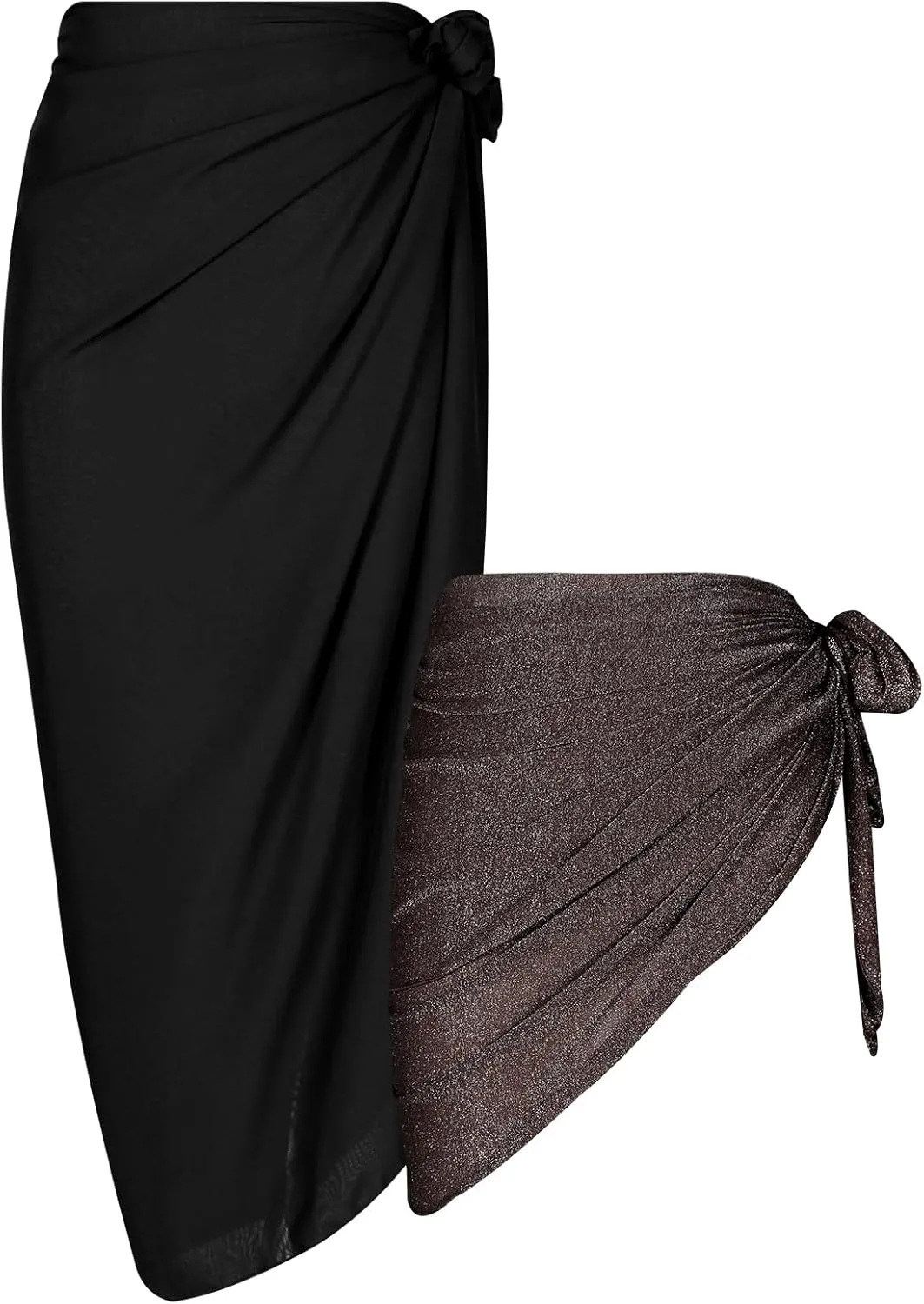 Women Sarong Swimsuit Coverups Beach Cover Up Bikini Sheer Short and Long Skirt Chiffon for Swimwear 2 Pieces
