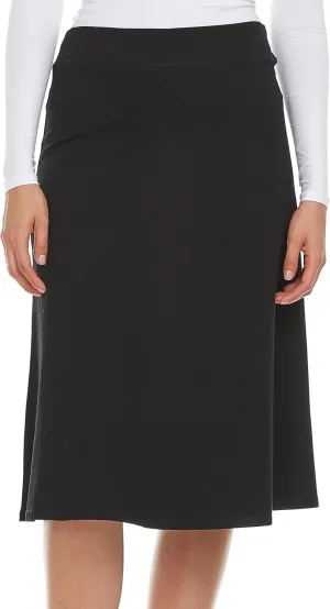 Women's Basic Cotton Fit-and-Flare Skirt Comfy High-Waisted, Knee-Length & Longer Styles Elastic Fit for Work & Office