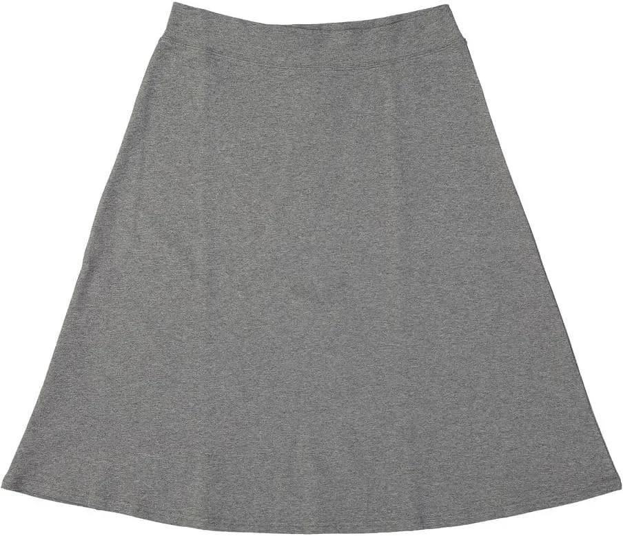 Women's Basic Cotton Fit-and-Flare Skirt Comfy High-Waisted, Knee-Length & Longer Styles Elastic Fit for Work & Office