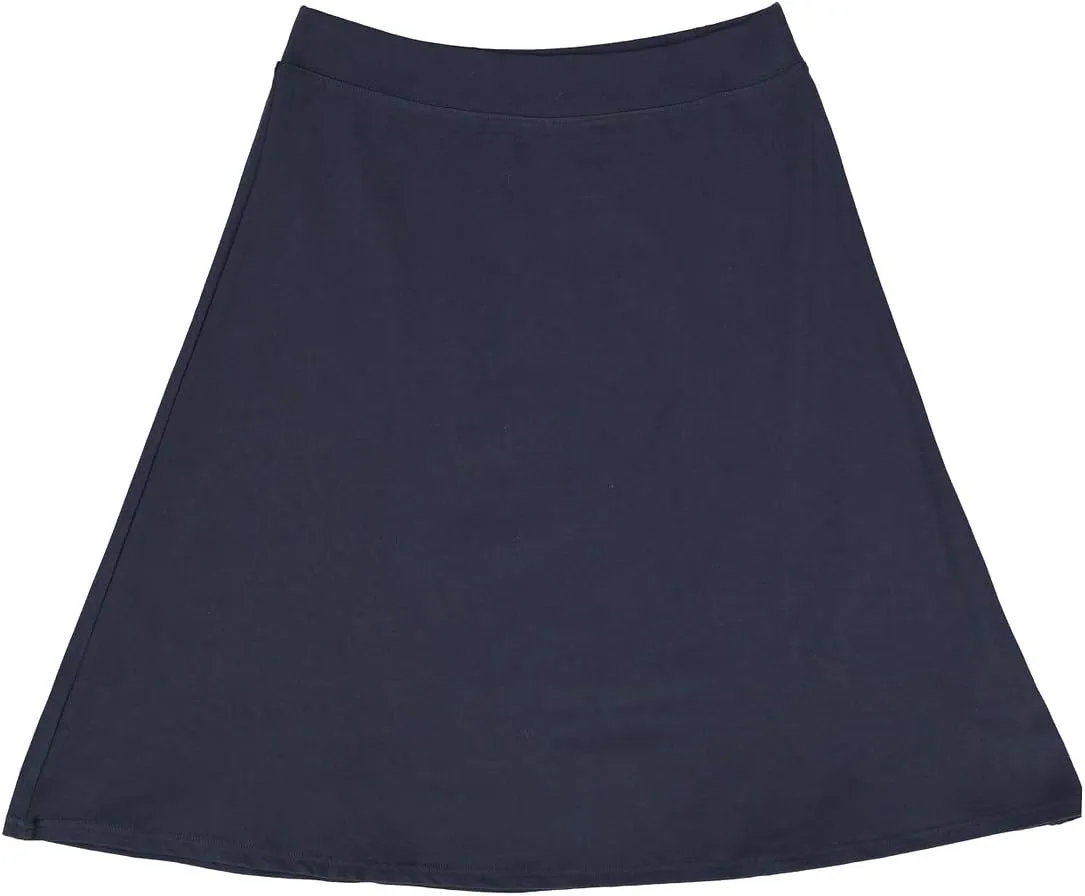 Women's Basic Cotton Fit-and-Flare Skirt Comfy High-Waisted, Knee-Length & Longer Styles Elastic Fit for Work & Office