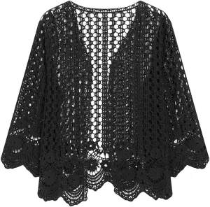 Womens Boho Open Front Cardigan Long Sleeve Loose Knit Lightweight Sweaters