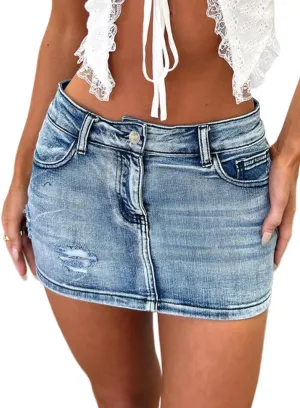 Women's Casual Stretch Denim Mini Skirt