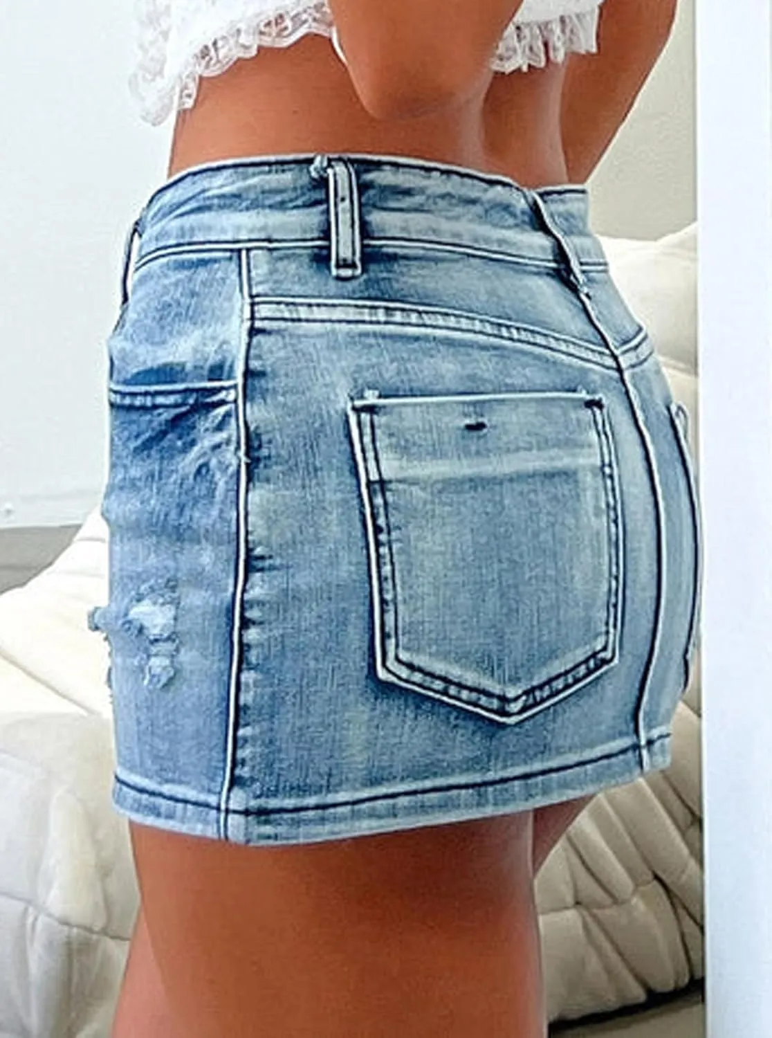 Women's Casual Stretch Denim Mini Skirt