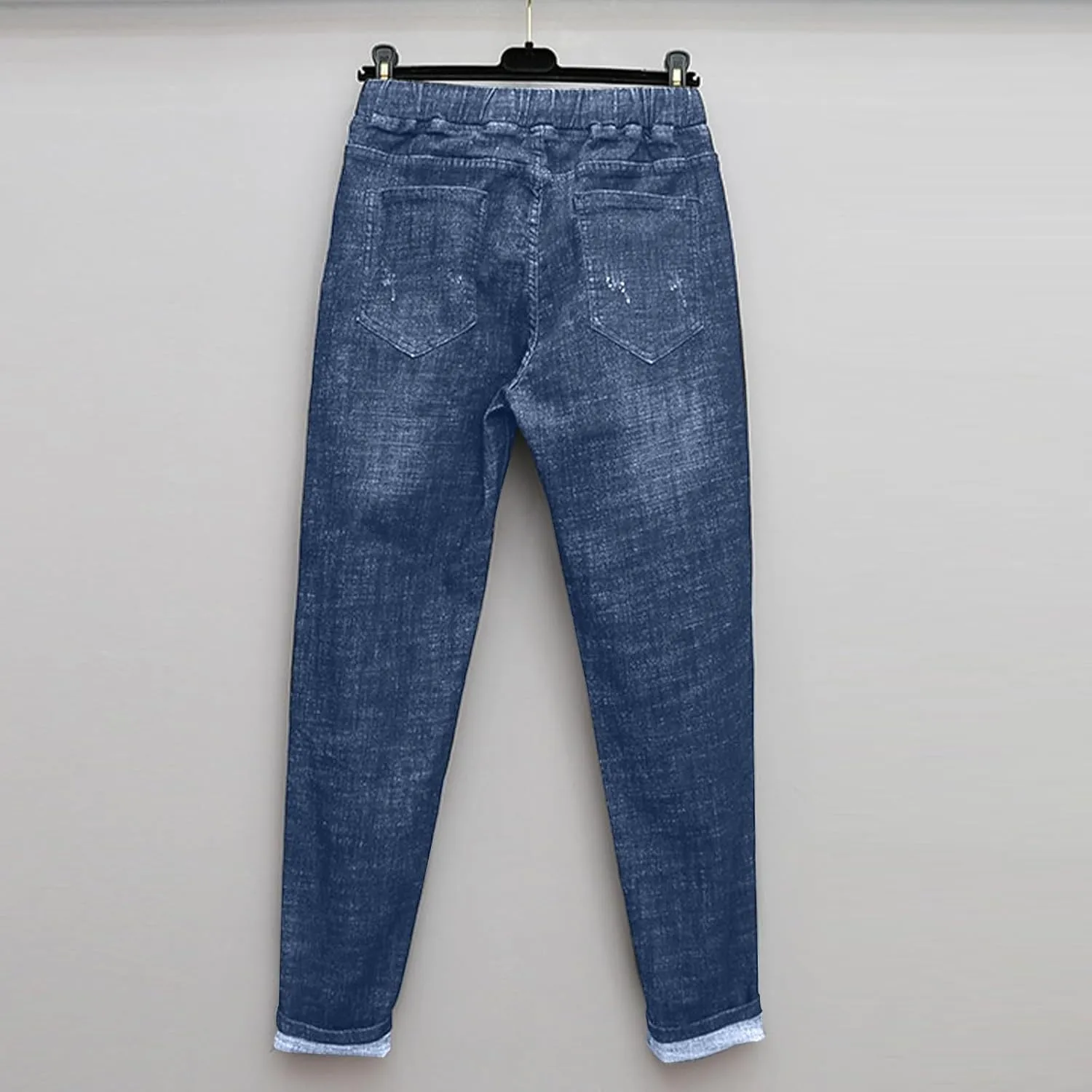 Womens Elastic Waist Ripped Distressed Jeans Pants for Curvy Boyfriend Straight Leg Bell Bottom Jeggings Plus Size