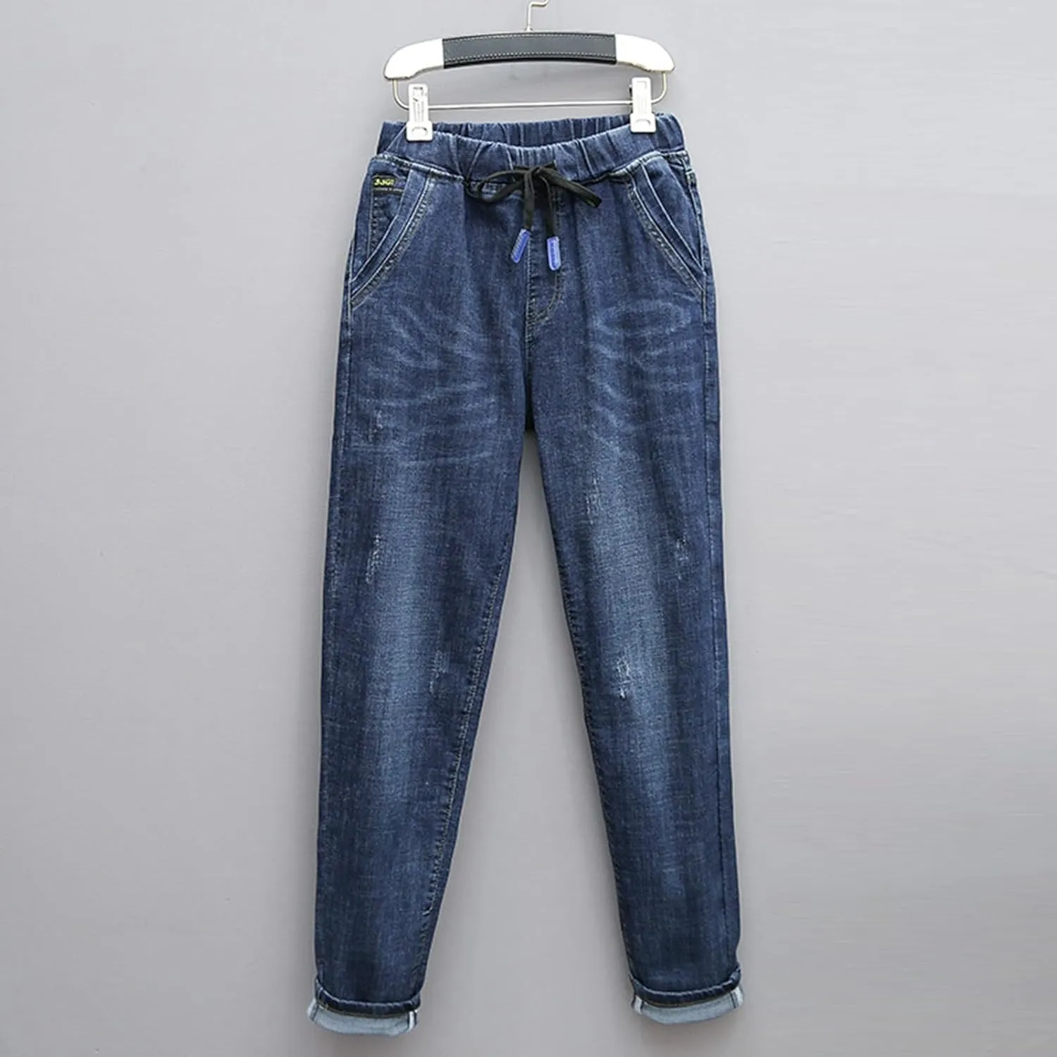 Womens Elastic Waist Ripped Distressed Jeans Pants for Curvy Boyfriend Straight Leg Bell Bottom Jeggings Plus Size
