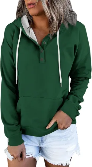 Women's Fashion Hoodies & Sweatshirts Trendy Casual Long Sleeve Hoodies Comfy Loose Solid Sweatshirt with Pockets