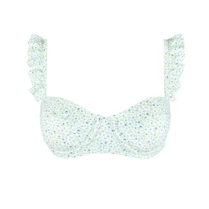 women's hibiscus ditsy ruffle strap bikini top