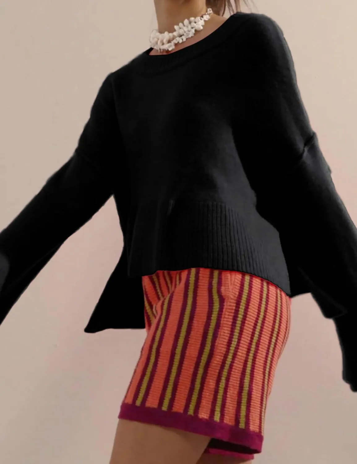 Womens Lightweight Sweaters Crewneck Bell-Style Sleeve Batwing Knit Tops Slouchy Soft Pullover Jumpers