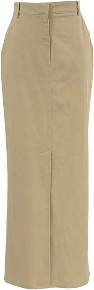 Women's Long Cotton and Linen Elegant Casual Fishtail Pencil Skirt