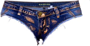 Women's Low Rise Stretch Denim Bra Chain Briefs Party Girls Hot Pants