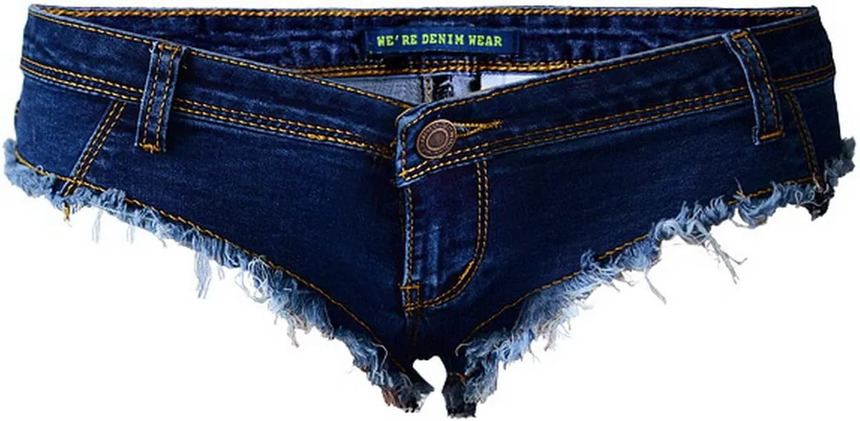 Women's Low Rise Stretch Denim Bra Chain Briefs Party Girls Hot Pants