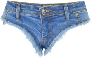 Women's Low Rise Stretch Denim Bra Chain Briefs Party Girls Hot Pants