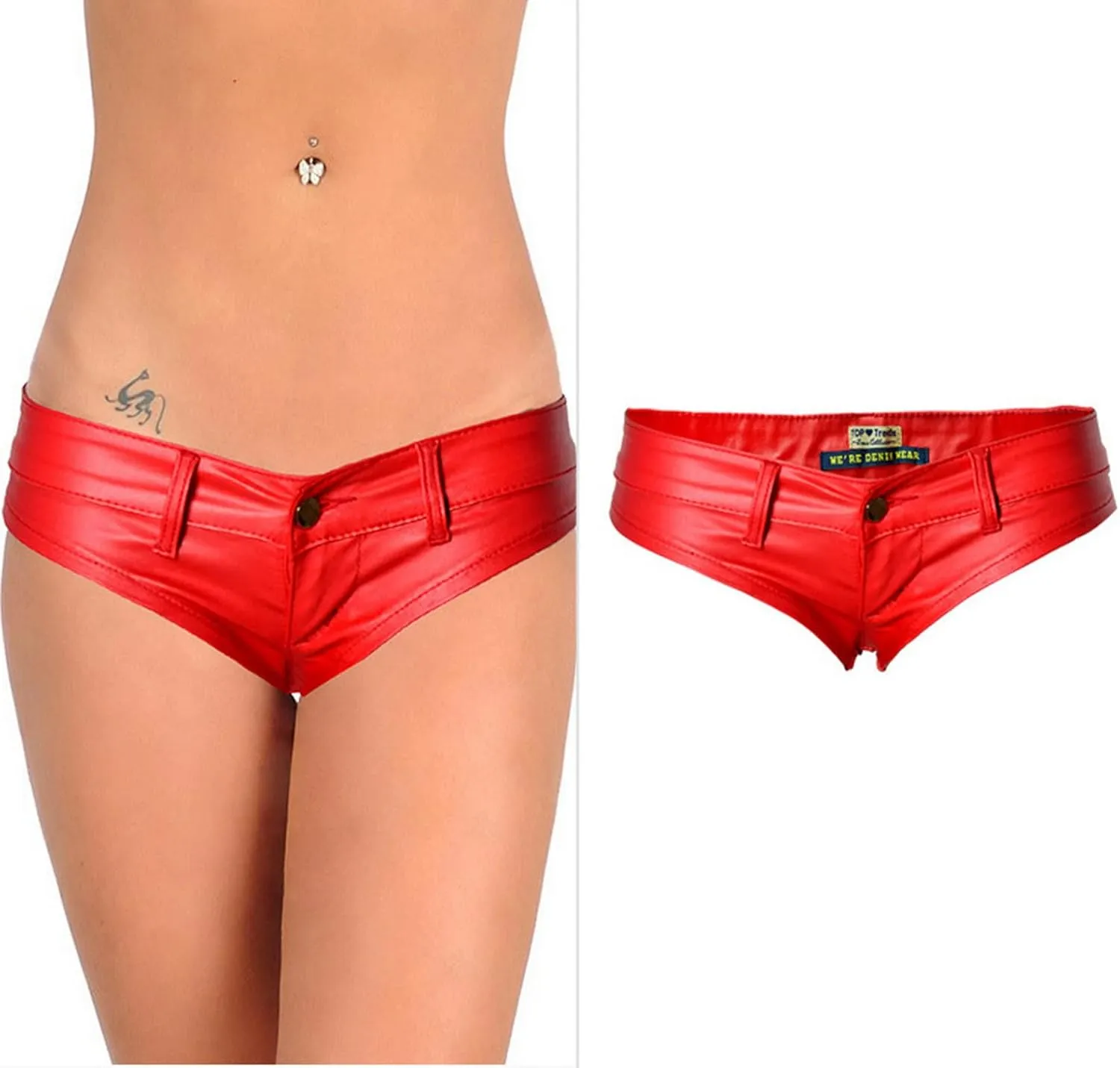 Women's Low Rise Stretch PU Faux Leather Shorts Bikini Hot Pants