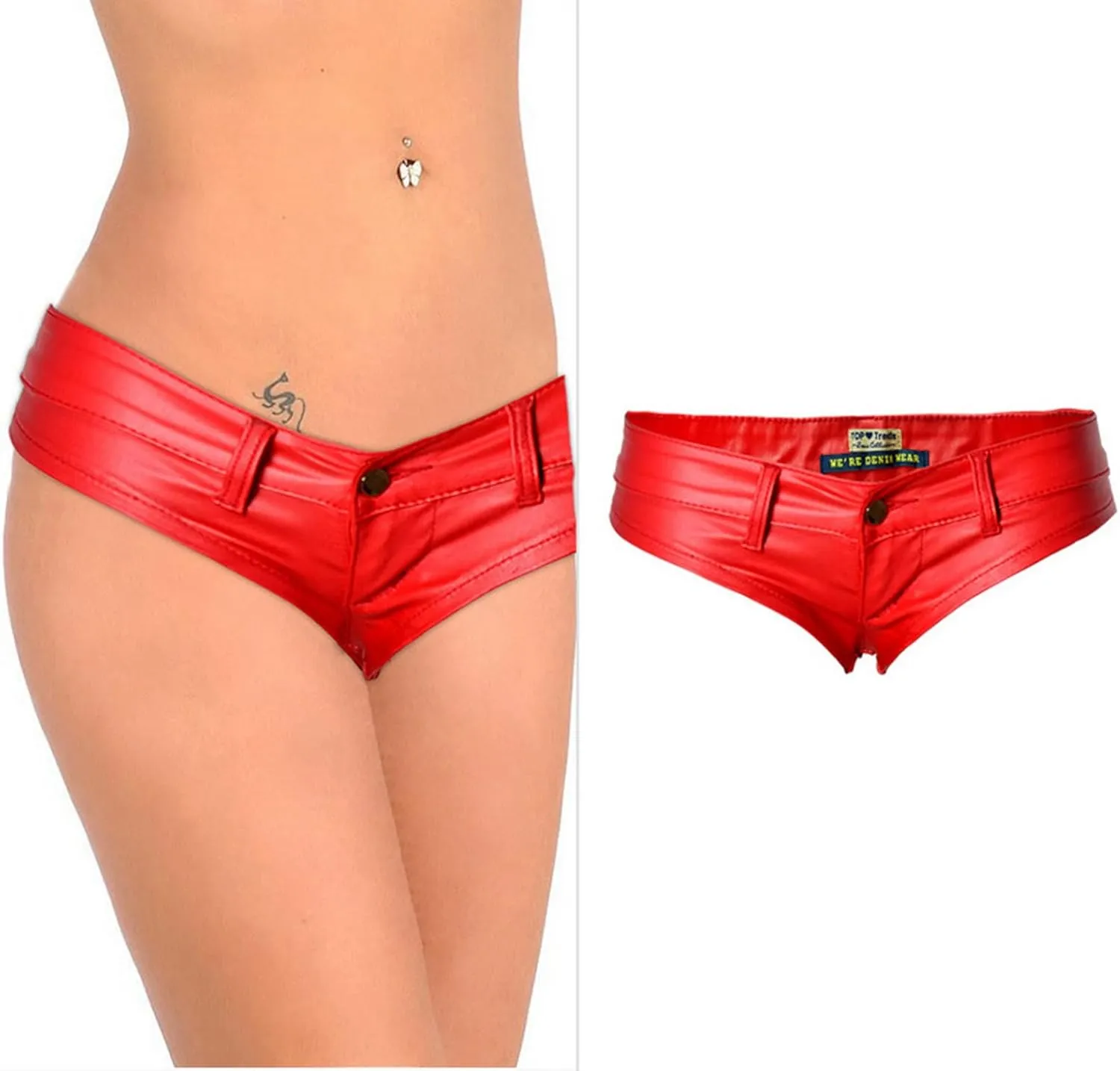 Women's Low Rise Stretch PU Faux Leather Shorts Bikini Hot Pants