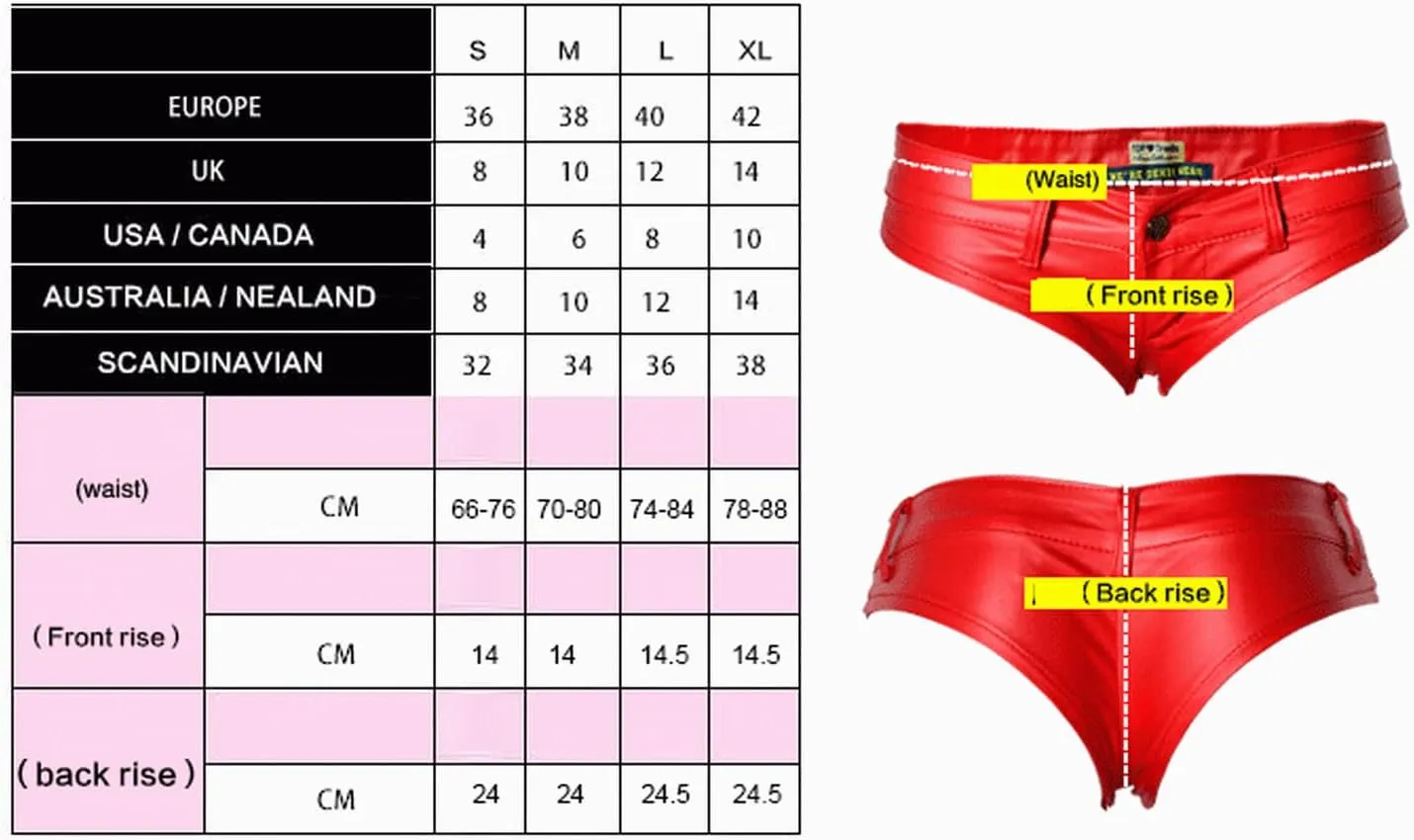 Women's Low Rise Stretch PU Faux Leather Shorts Bikini Hot Pants