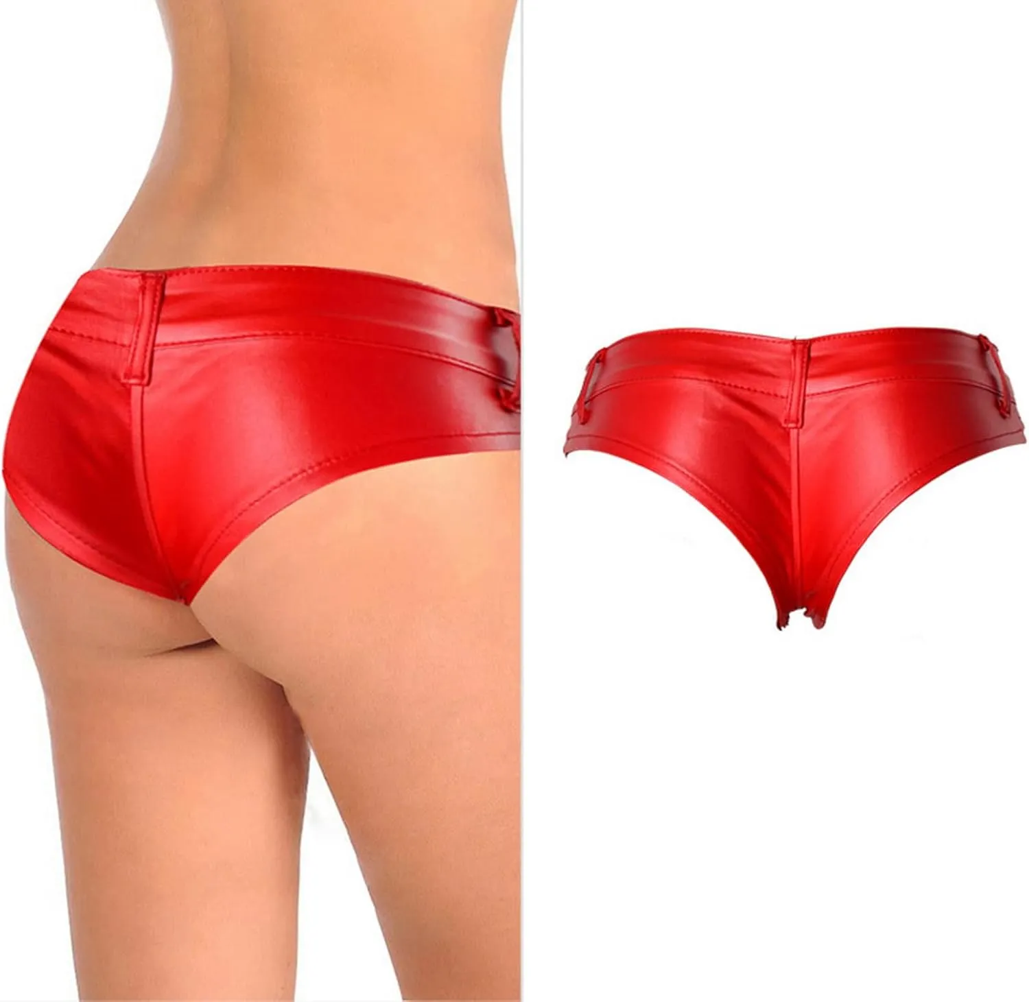 Women's Low Rise Stretch PU Faux Leather Shorts Bikini Hot Pants