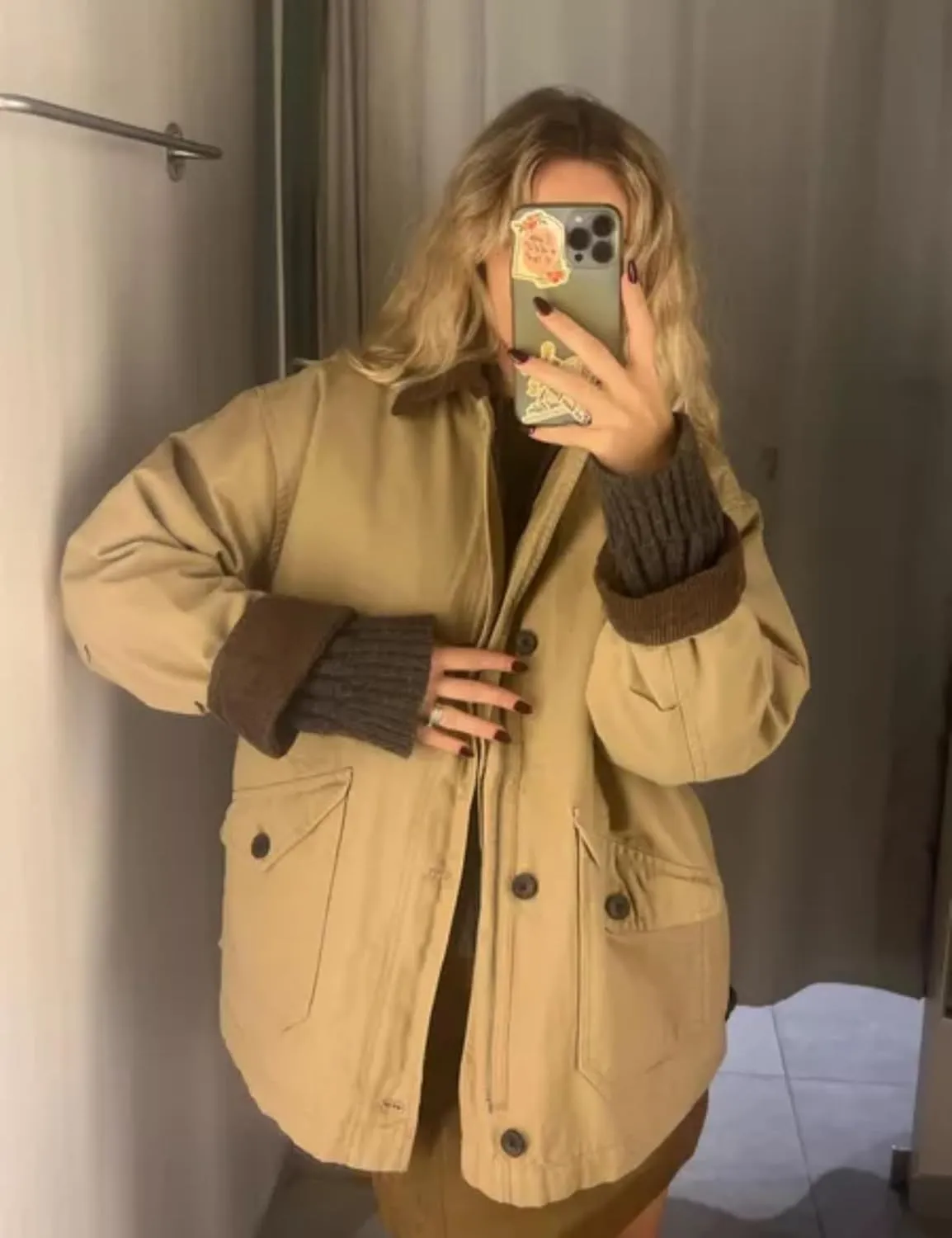 Womens Oversized Barn Jacket Button Down Canvas Jacket Corduroy Lapel Collar Fall Fashion 2024 Trendy Outwear