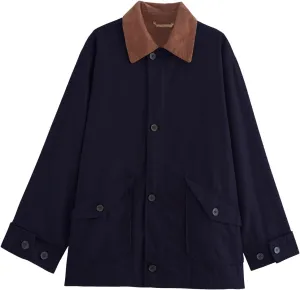 Womens Oversized Barn Jacket Button Down Canvas Jacket Corduroy Lapel Collar Fall Fashion 2024 Trendy Outwear