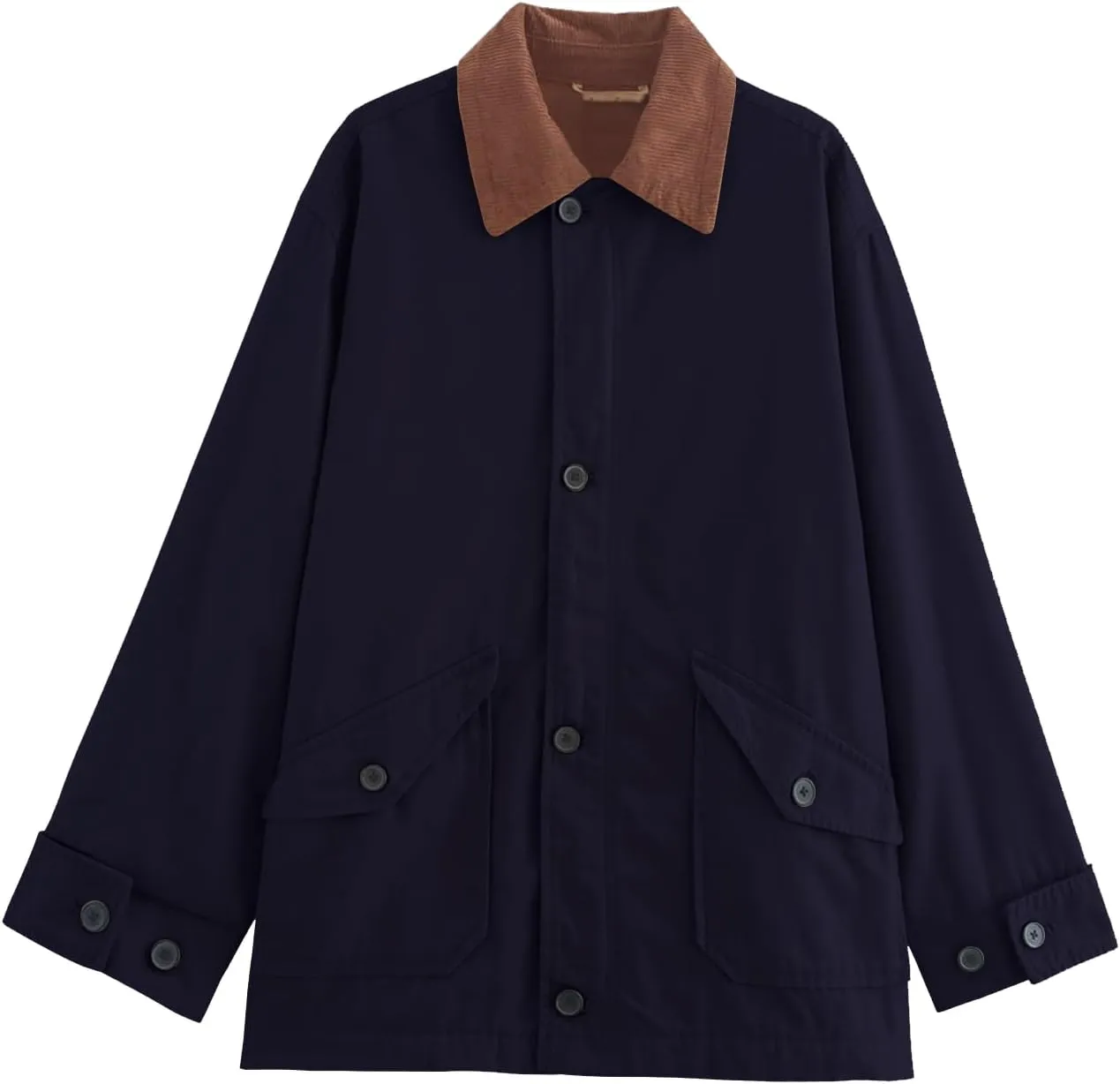 Womens Oversized Barn Jacket Button Down Canvas Jacket Corduroy Lapel Collar Fall Fashion 2024 Trendy Outwear