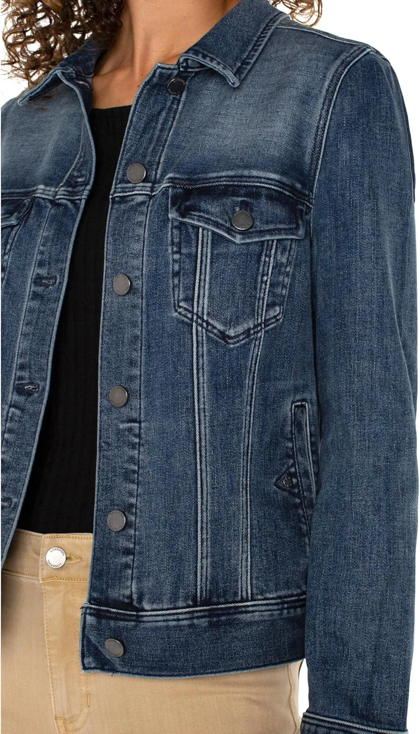 Women's Petite Classic Jean Jacket Stretch Denim