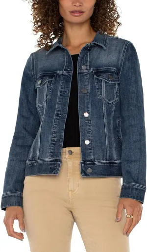 Women's Petite Classic Jean Jacket Stretch Denim