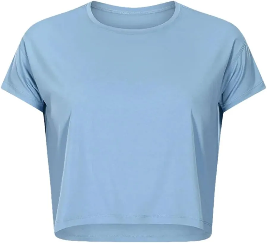 Women's Seamless Sport T-Shirts Short Sleeve Solid Color Loose Tops Running Yoga Fitness Quick Dry Sexy Shirts
