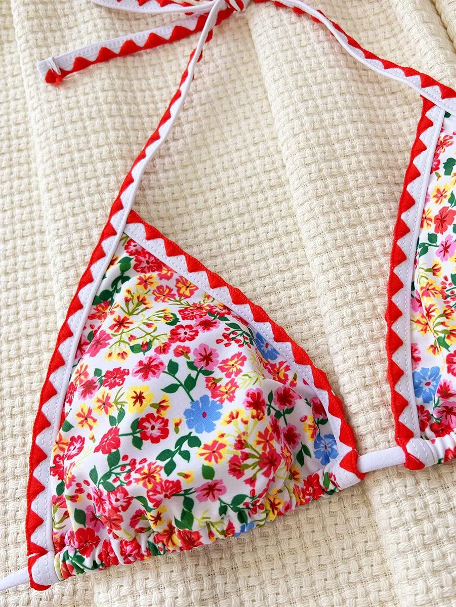 Women's Sexy Floral Bikini Set - Trend Red Bikini
