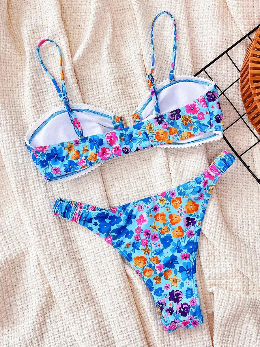 Women's Sexy Tube Top Bikini Set - Floral Beachwear
