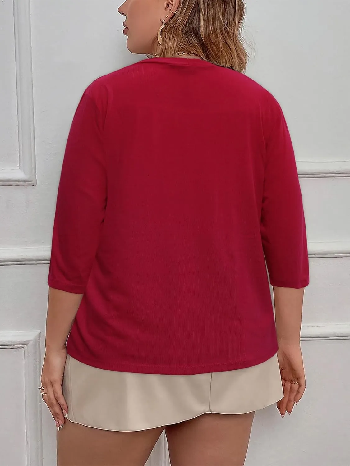 Women's Short Sleeve Cardigan Knit Sweaters Cropped Open Front Shrug Bolero