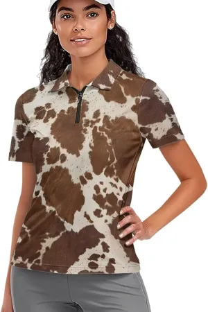 Women's Short Sleeve Golf Tennis Shirts Lightweight Zip Up Quick Dry Workout Pullover Tops Polo Shirts XS-2XL