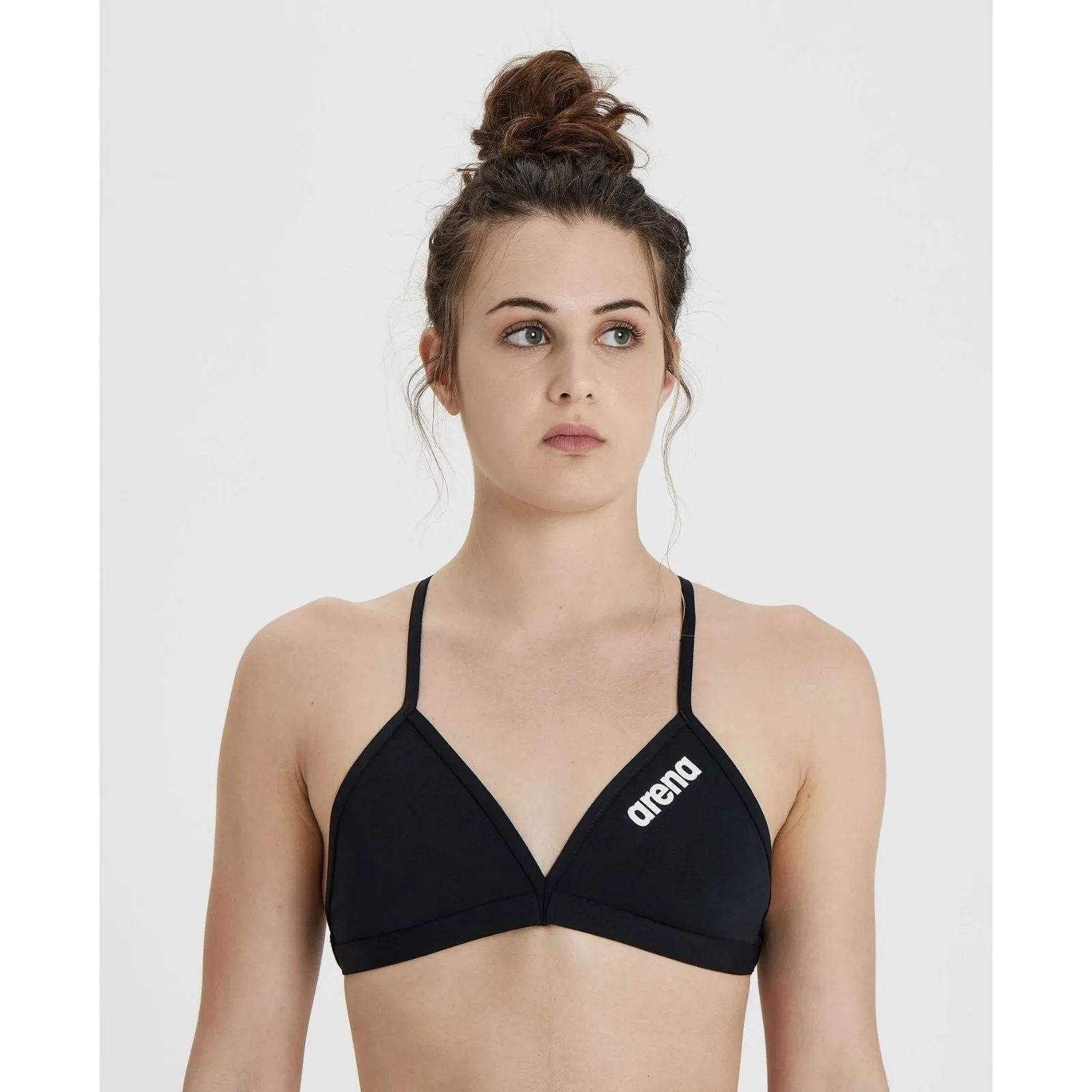 WOMEN'S SOLID TIE BACK BIKINI TOP - BLACK