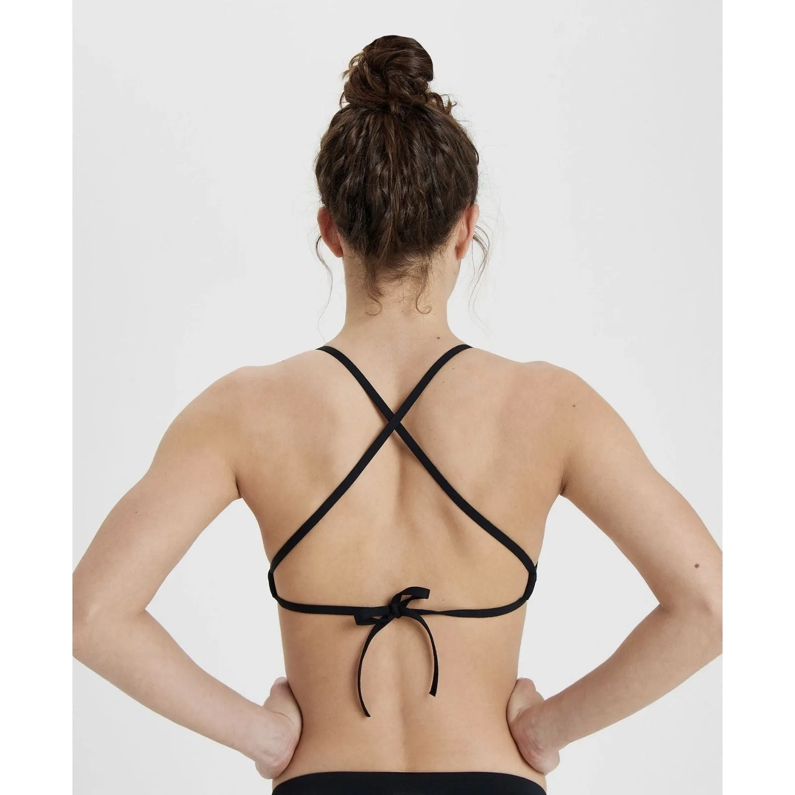 WOMEN'S SOLID TIE BACK BIKINI TOP - BLACK