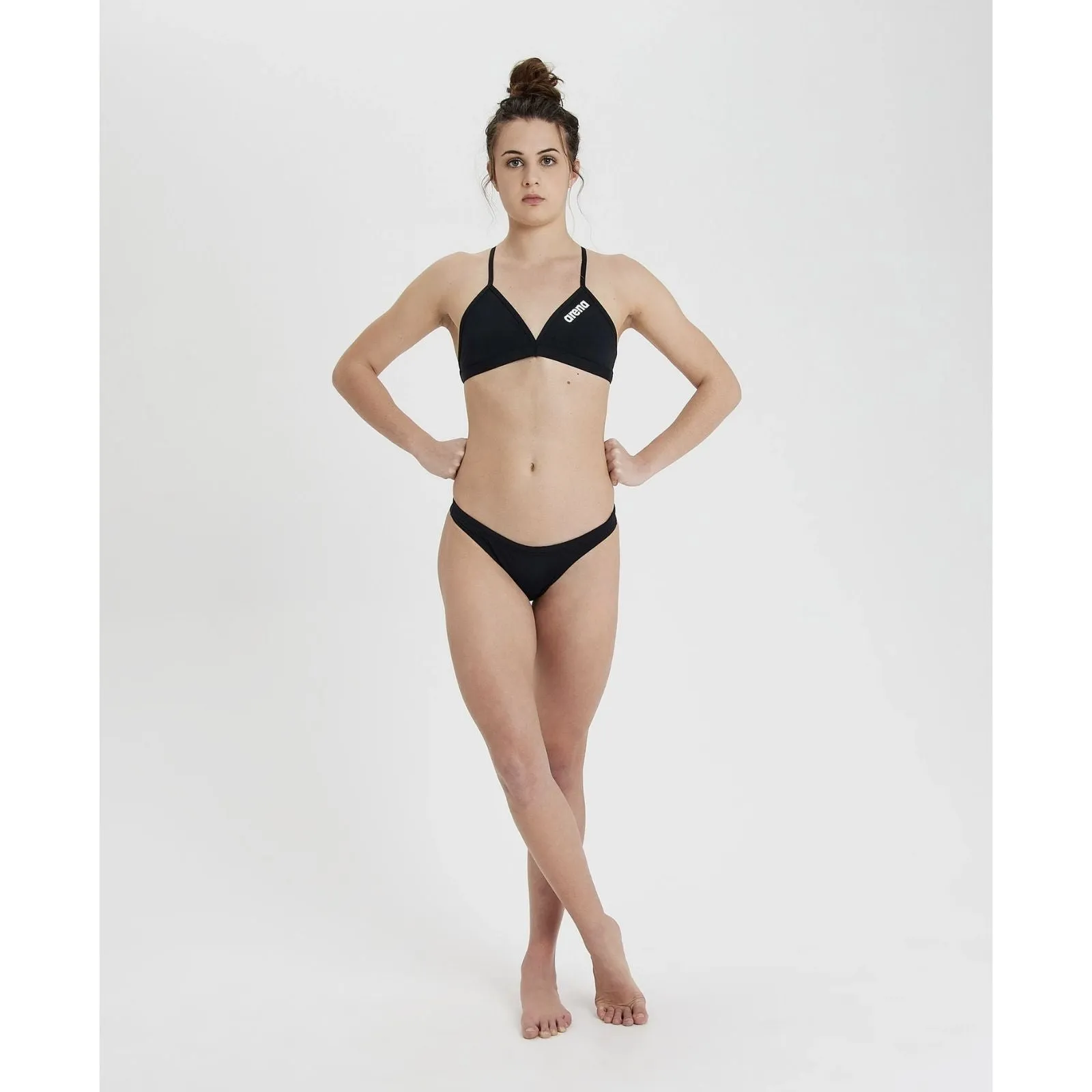 WOMEN'S SOLID TIE BACK BIKINI TOP - BLACK