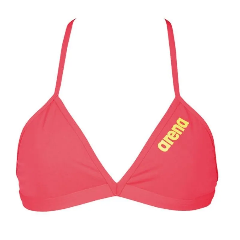 WOMEN'S SOLID TIE BACK BIKINI TOP - RED/GREEN