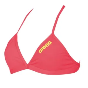 WOMEN'S SOLID TIE BACK BIKINI TOP - RED/GREEN