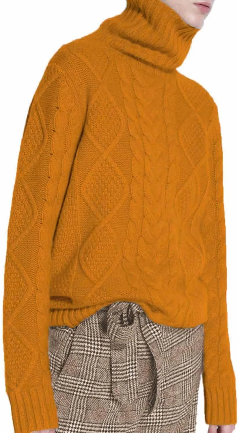 Wool Sweaters Women's Turtleneck Pullover Female Loose Long Sleeve Tops Winter Thick Knitted Jumper