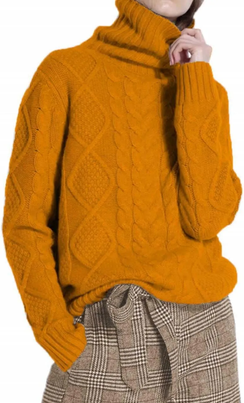 Wool Sweaters Women's Turtleneck Pullover Female Loose Long Sleeve Tops Winter Thick Knitted Jumper