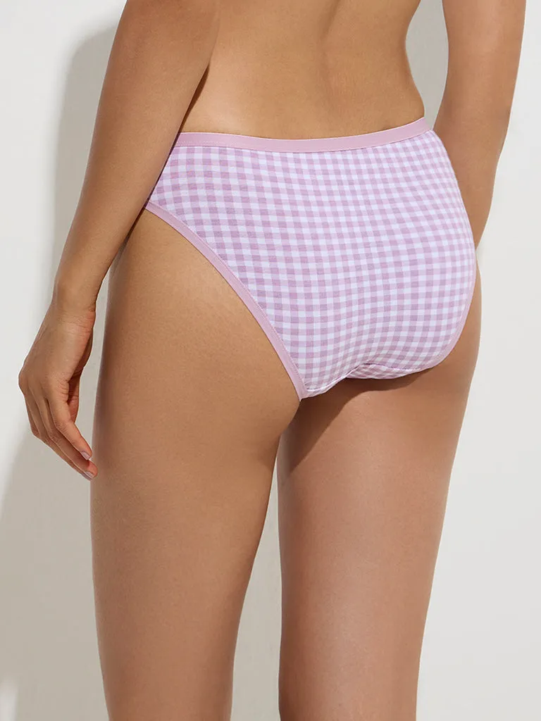 Wunderlove Purple Cotton-Blend Bikini Briefs - Pack of 3