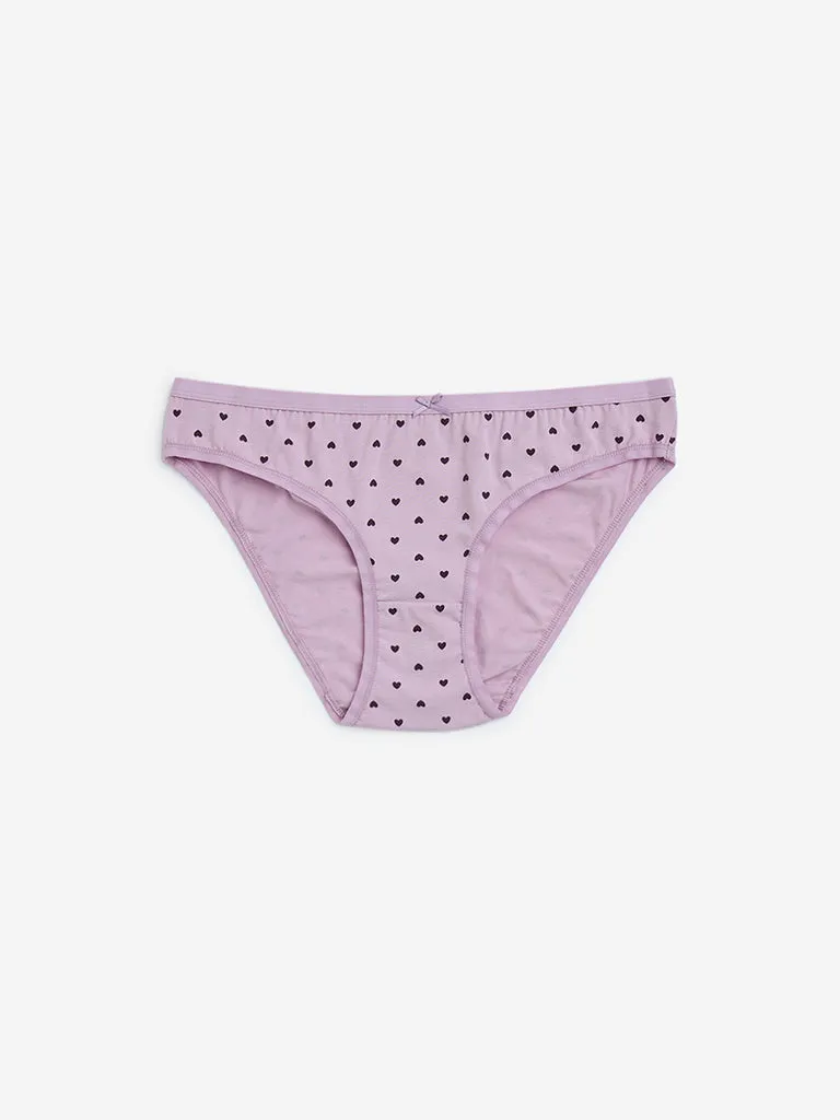 Wunderlove Purple Cotton-Blend Bikini Briefs - Pack of 3